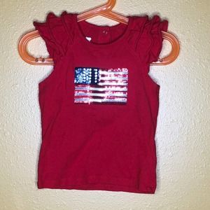 Koala Kids Red Sequin Flag Sleeveless Top, 3T